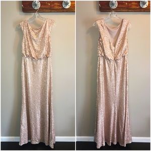 Long Sequin Blouson Dress